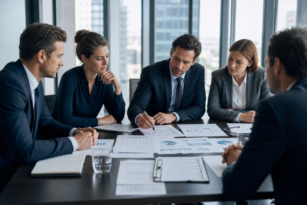 Préparation de la due diligence cession PME avec documents financiers et juridiques.